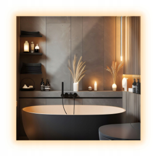 Moderné LED osvetlené nástenné zrkadlo 50x50cm do kúpeľne nad umývadlo